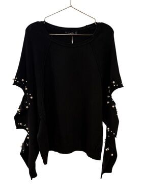 Zara Oversized Pearl Cutout Sweater Black Size Small